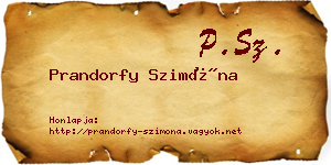 Prandorfy Szimóna névjegykártya